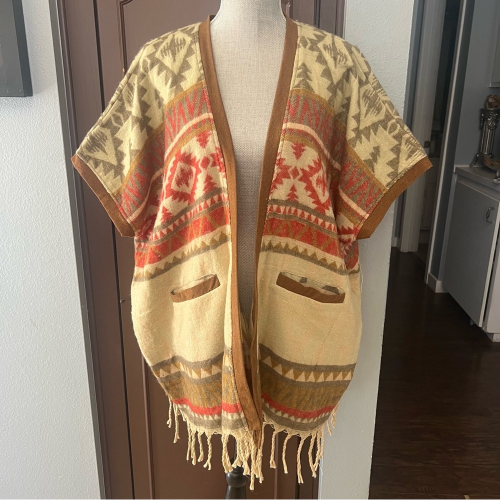 Rahab’s Rope Western Print Poncho Cardigan (one size)